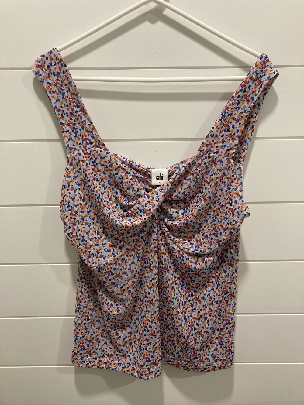 cabi Spring 2023 Bustier Tank Speckled Dot Mesh Sleeveless Top Size Medium-EUC